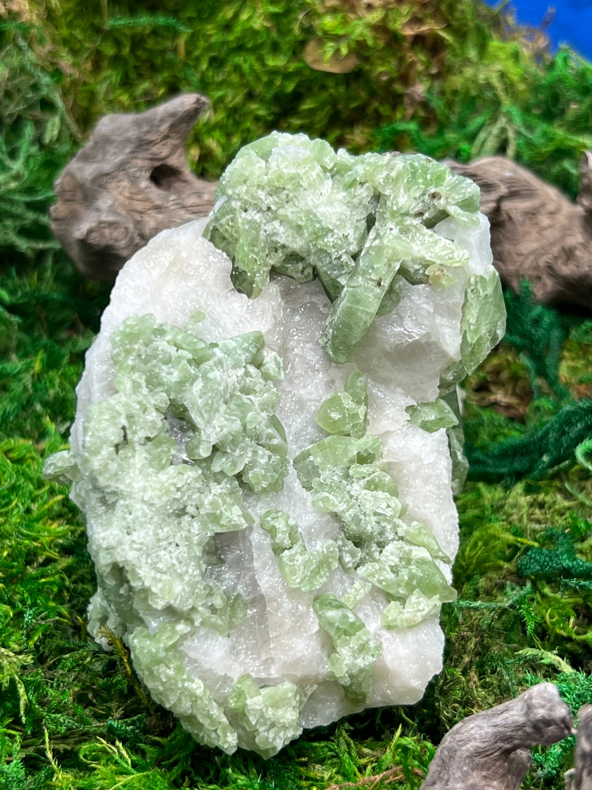 Natural Diopside on Calcite from Afghanistan