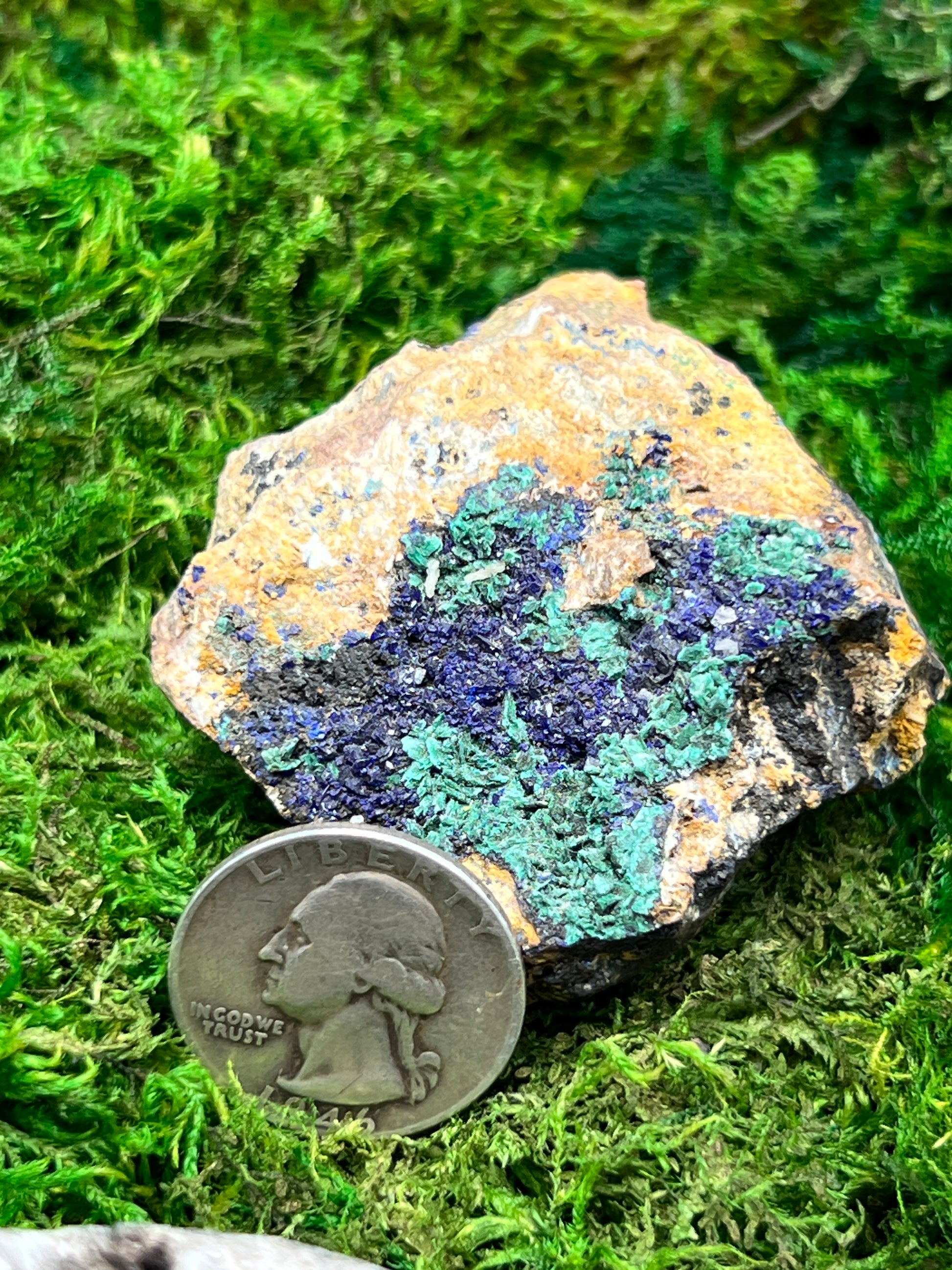 Azurite with Malachite - Mibladen, Morocco