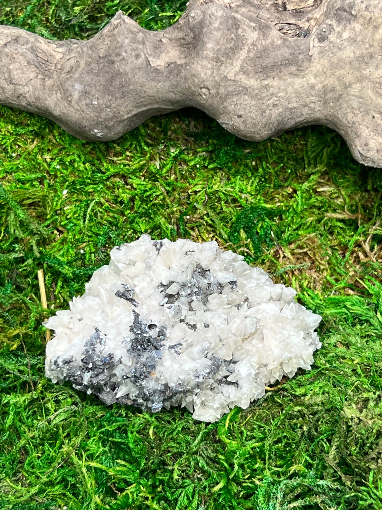 Calcite on Galena Specimen from Santa Eulalia