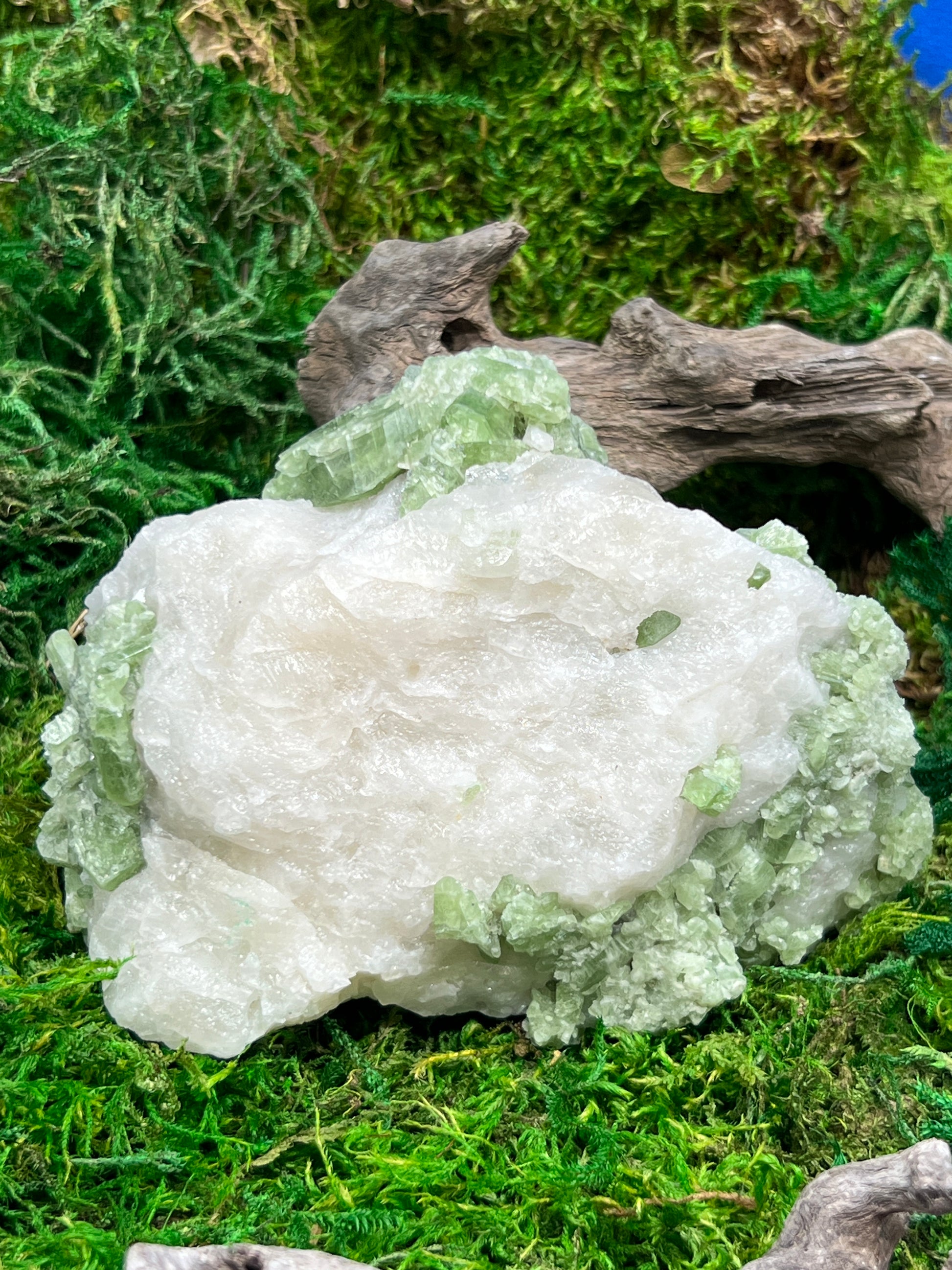 Natural Diopside on Calcite from Afghanistan