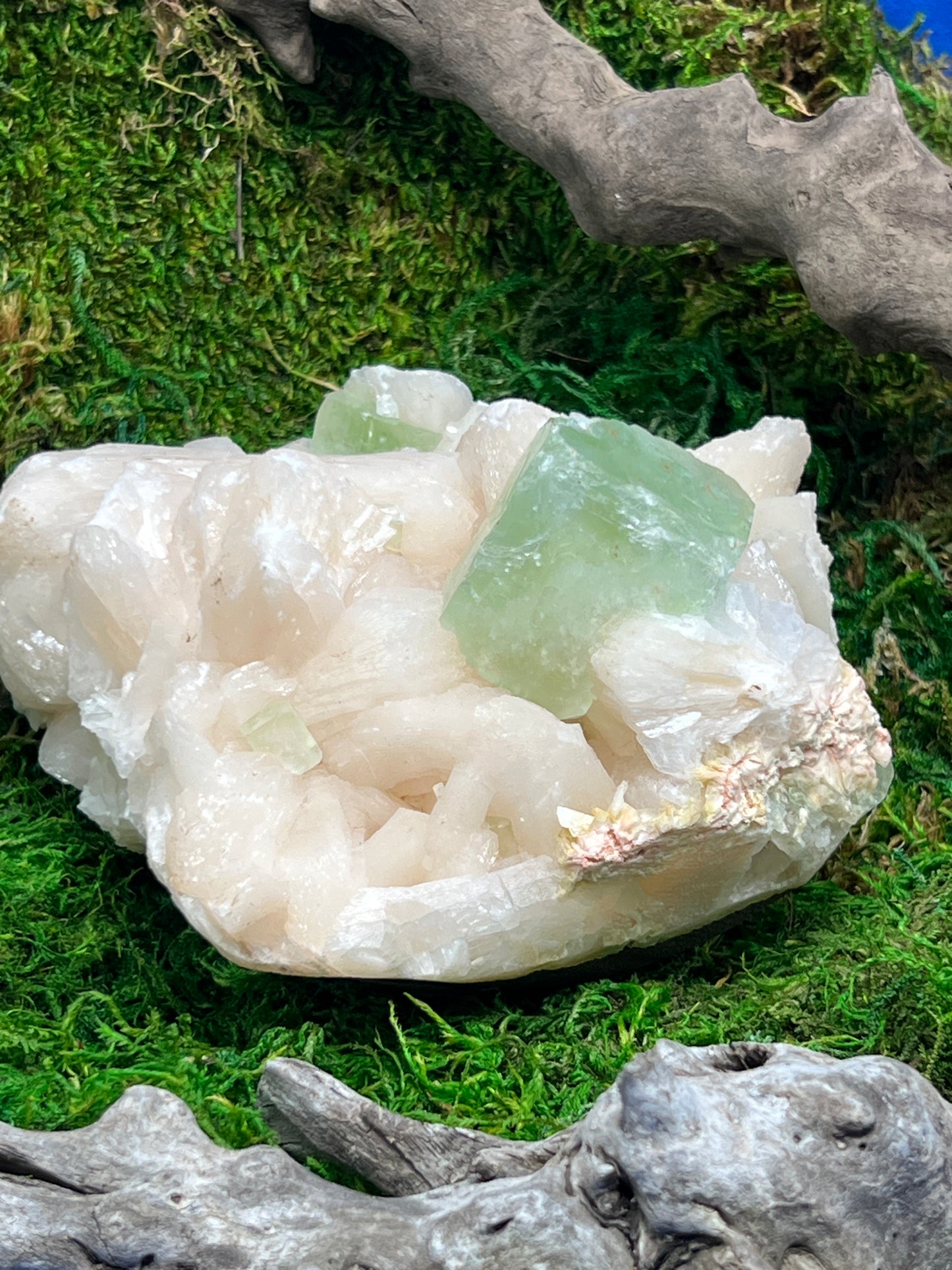 Green Apophyllite with Stilbite & Heulandite Crystal Cluster