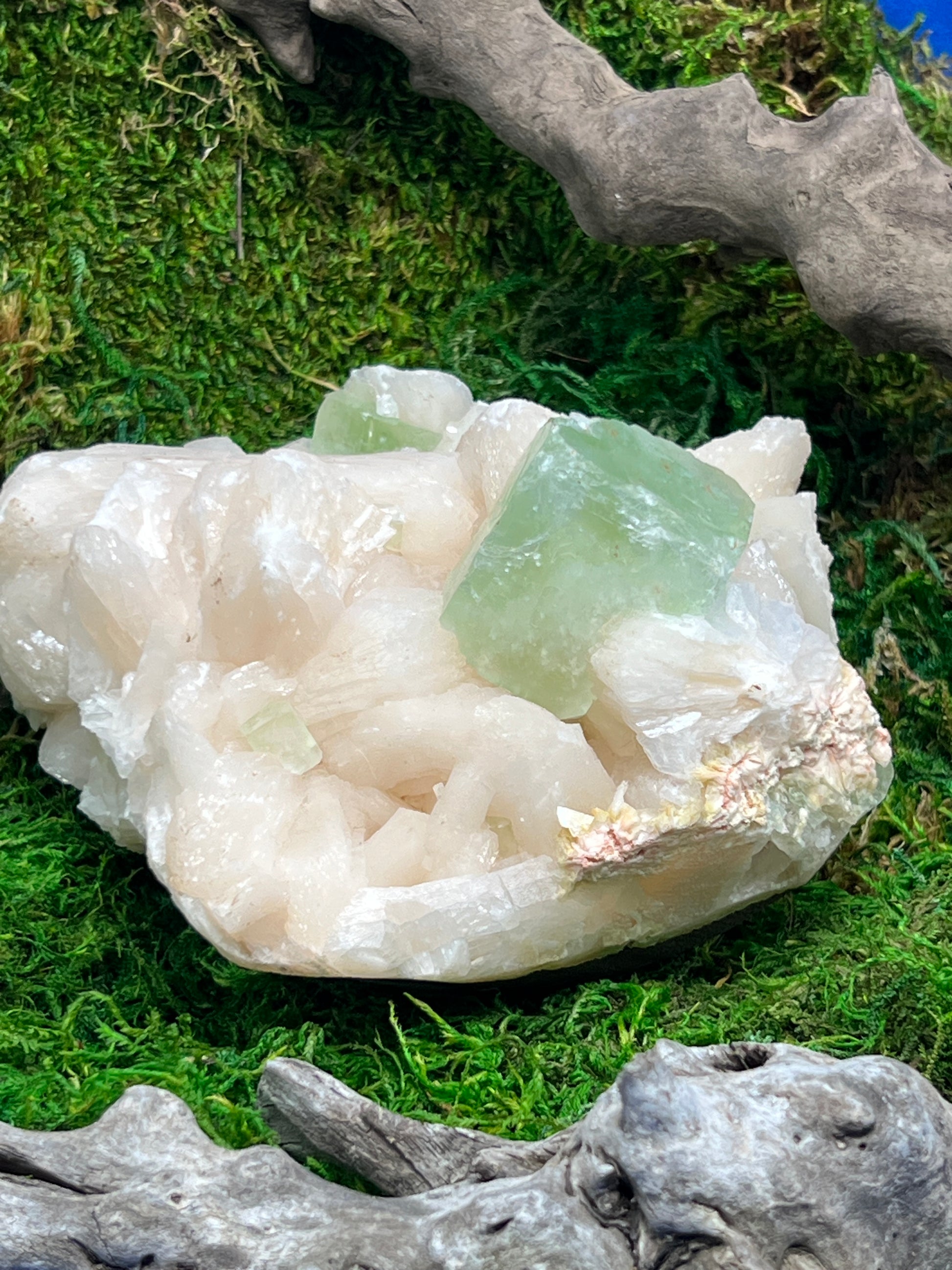 Green Apophyllite with Stilbite & Heulandite Crystal Cluster