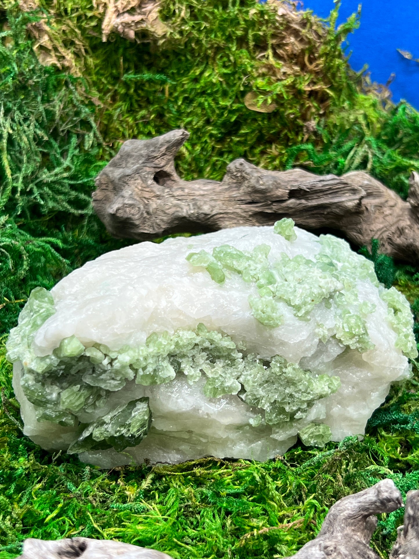 Natural Diopside on Calcite from Afghanistan