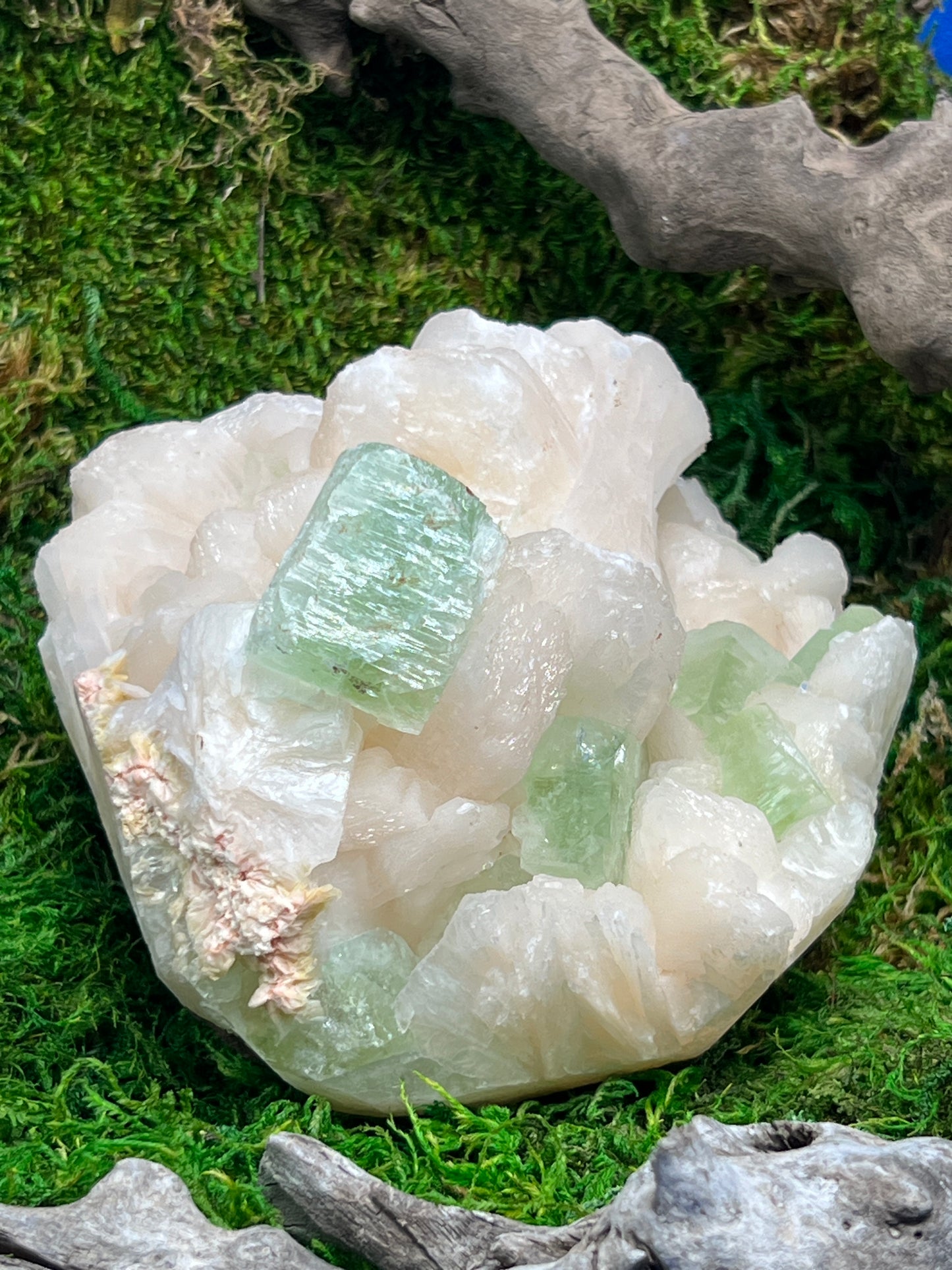 Green Apophyllite with Stilbite & Heulandite Crystal Cluster