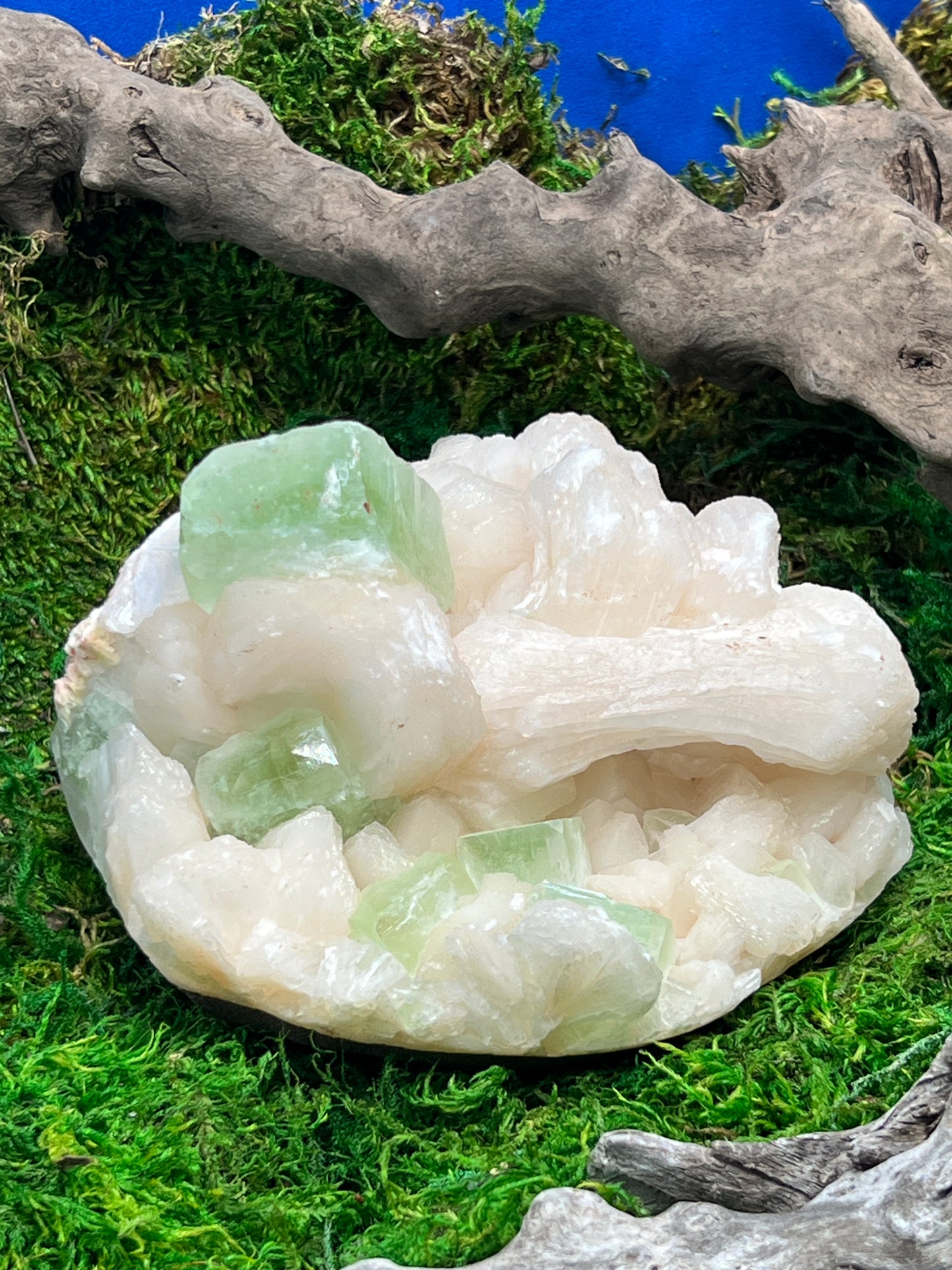 Green Apophyllite with Stilbite & Heulandite Crystal Cluster