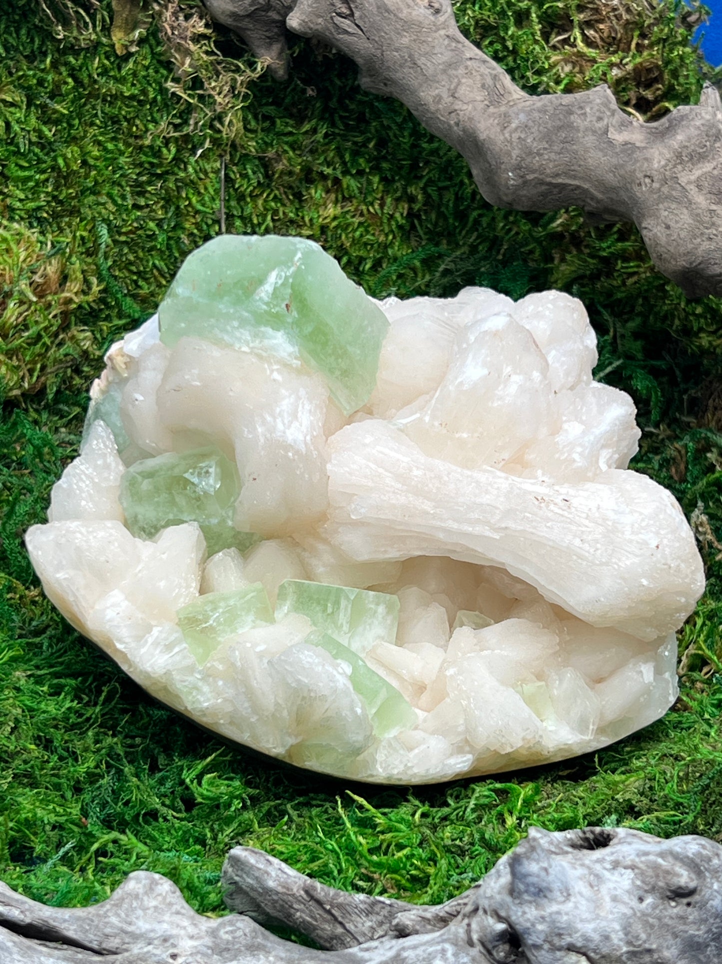 Green Apophyllite with Stilbite & Heulandite Crystal Cluster