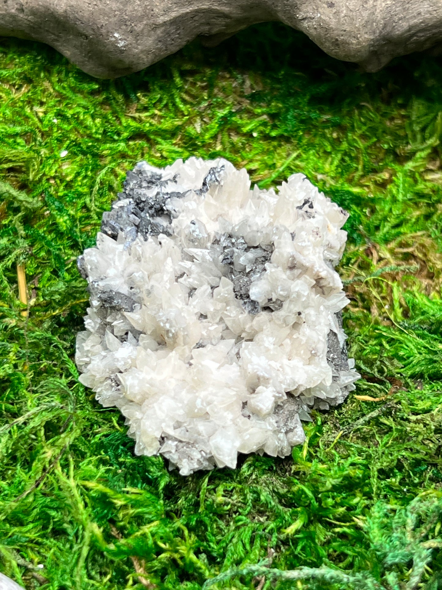 Calcite on Galena Specimen from Santa Eulalia