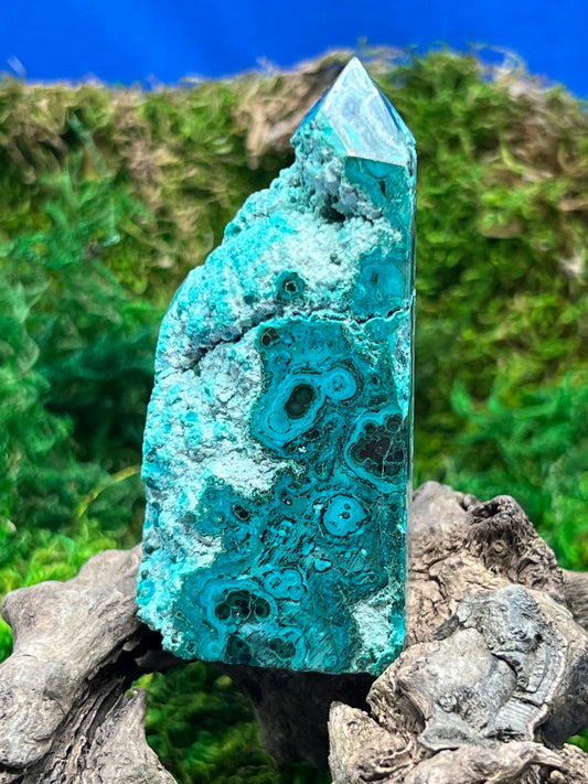 Malachite and Chrysocolla Natural Edge Tower