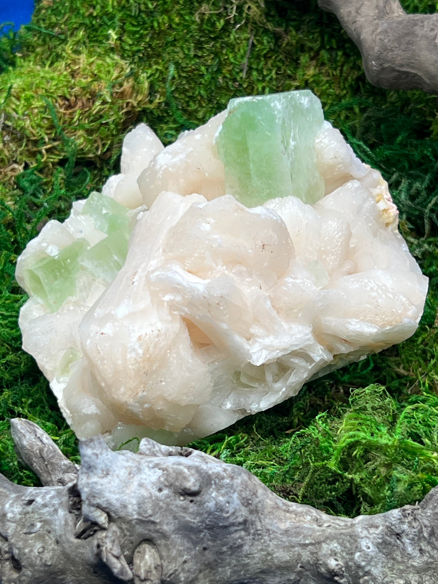 Green Apophyllite with Stilbite & Heulandite Crystal Cluster