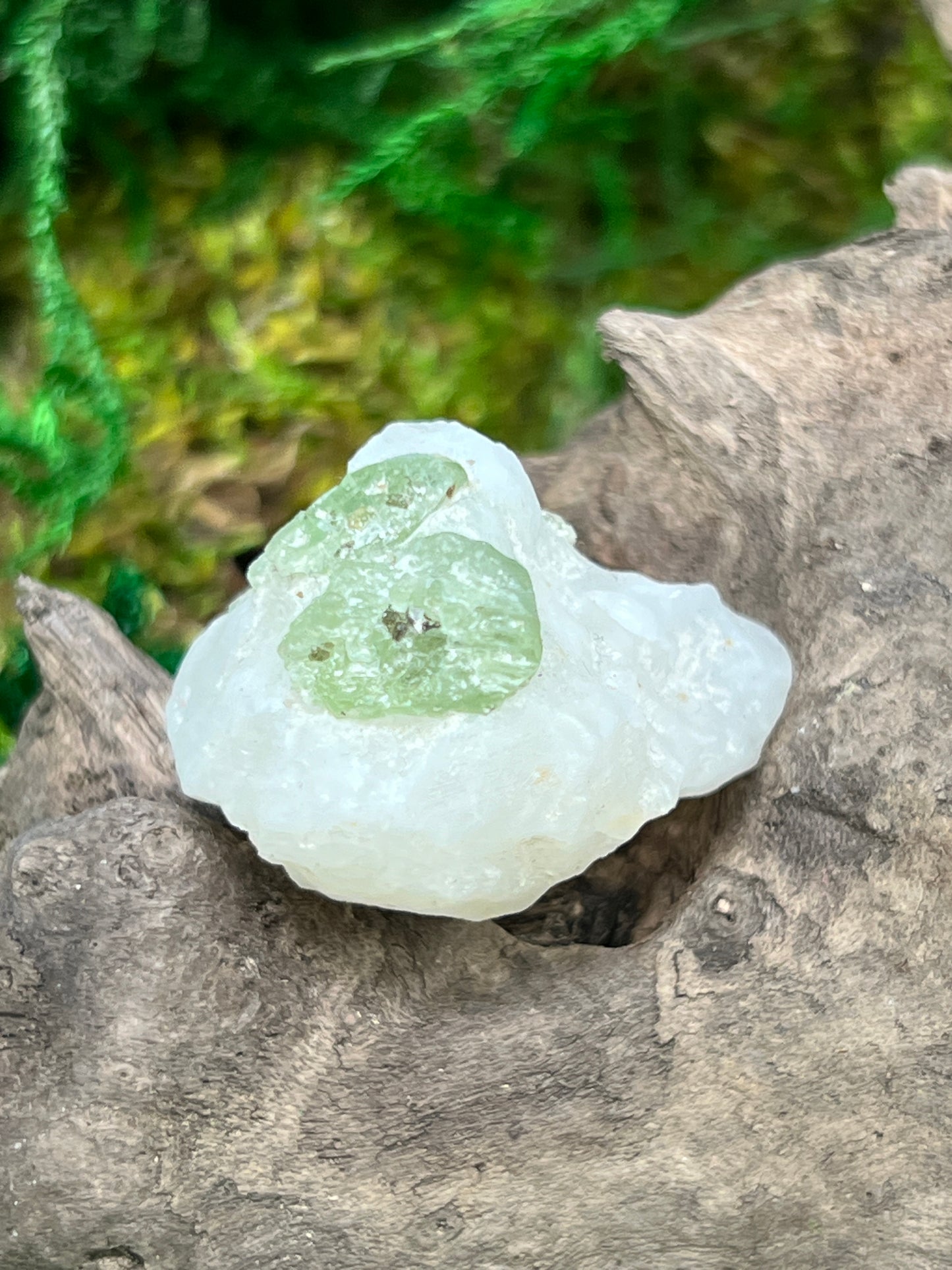 Diopside on Calcite - Natural Mineral Specimen