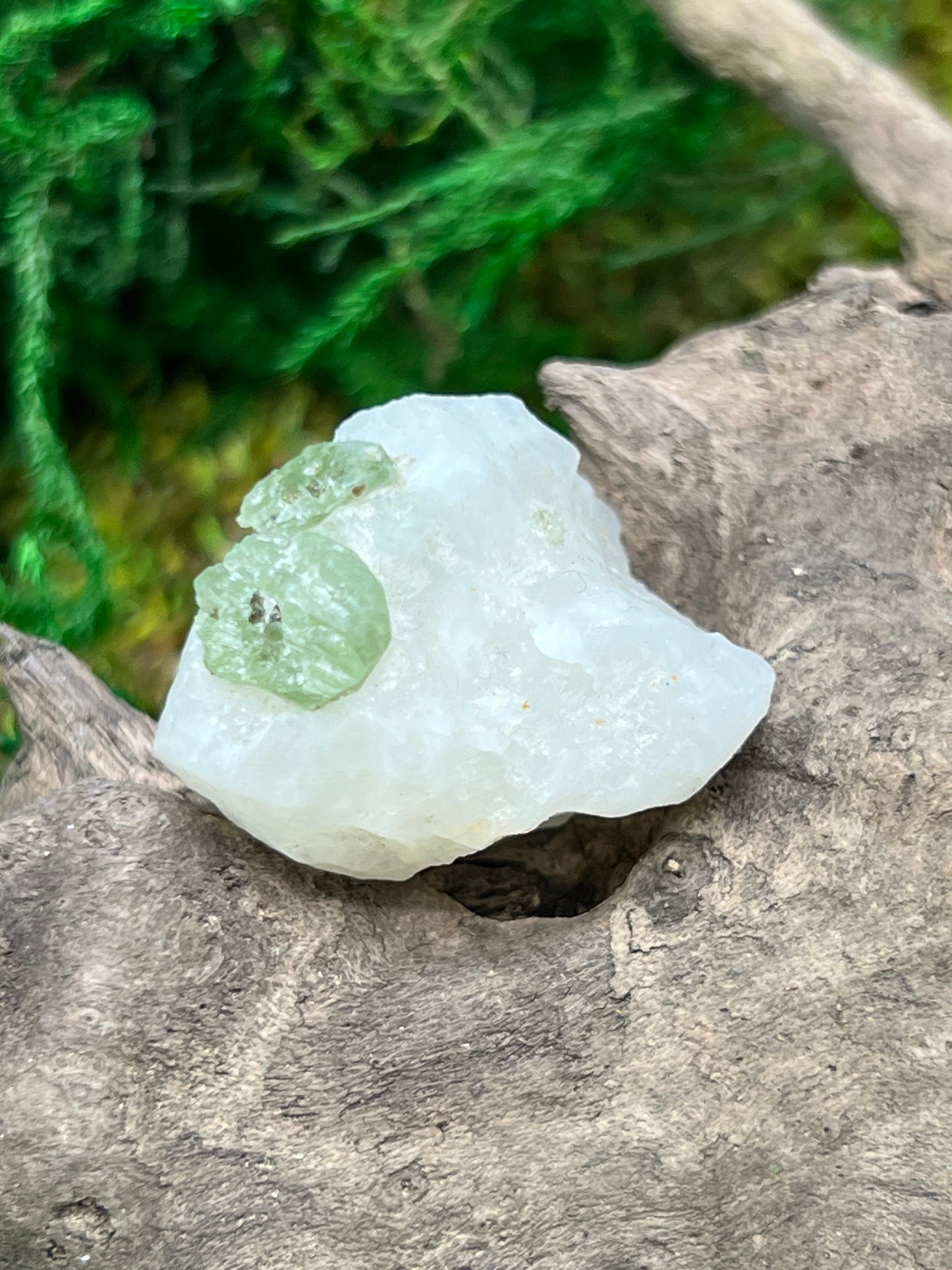 Diopside on Calcite - Natural Mineral Specimen