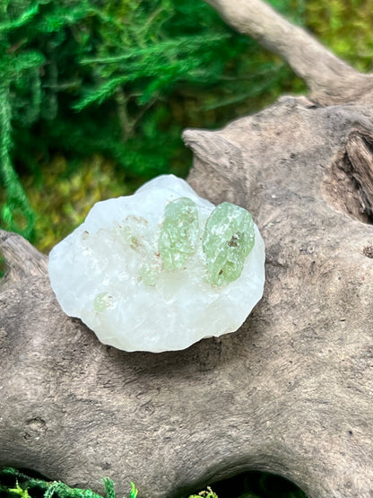 Diopside on Calcite - Natural Mineral Specimen