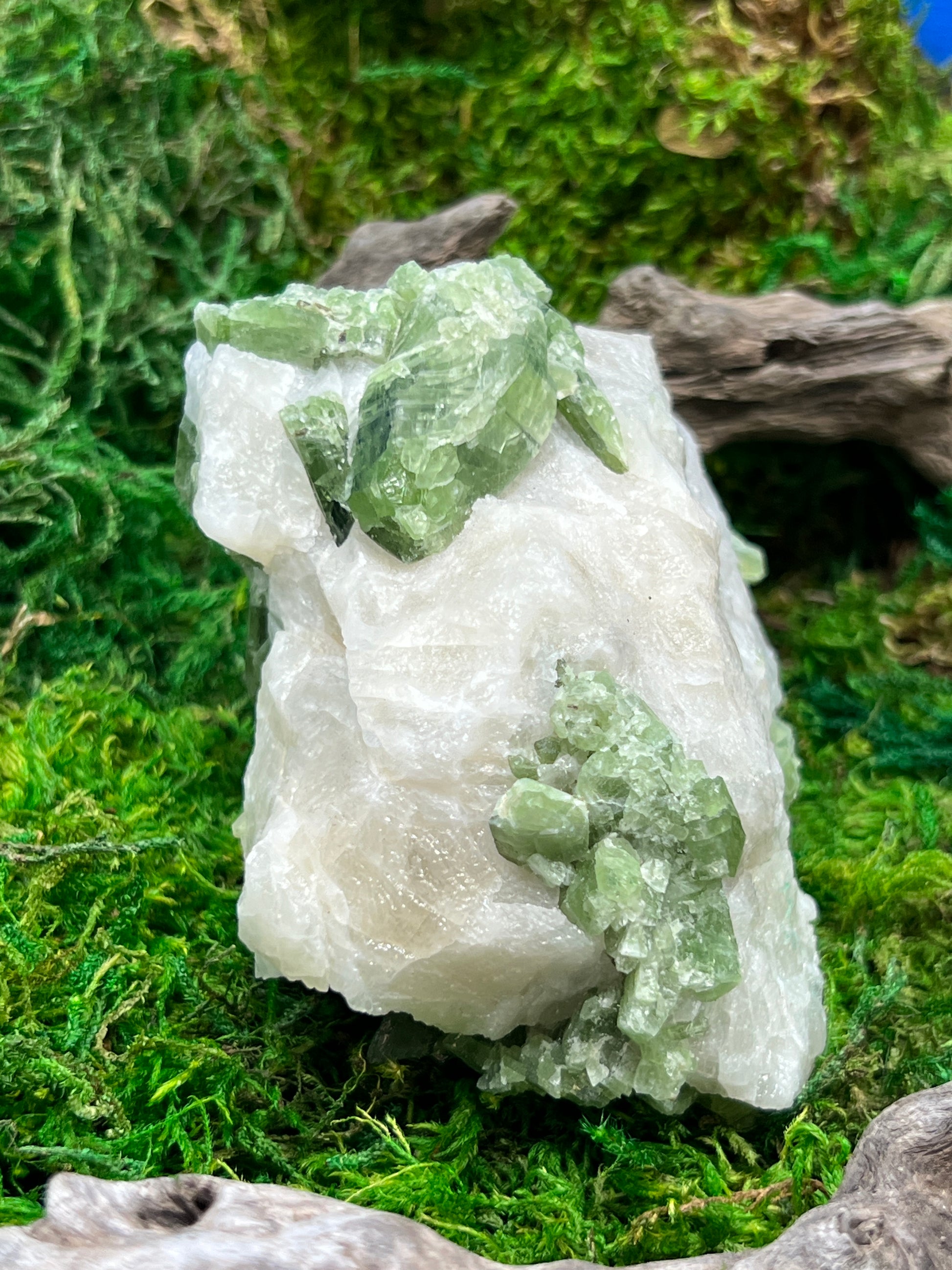 Natural Diopside on Calcite from Afghanistan