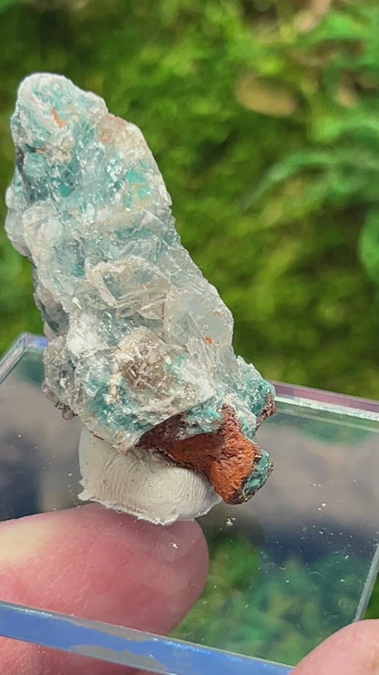 Calcite over Rosasite from Ojuela Mine, Durango